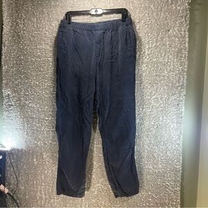 Venroy Lounge Chino Mens Large Navy Tencel Linen Pants Casual Everyday Comfort